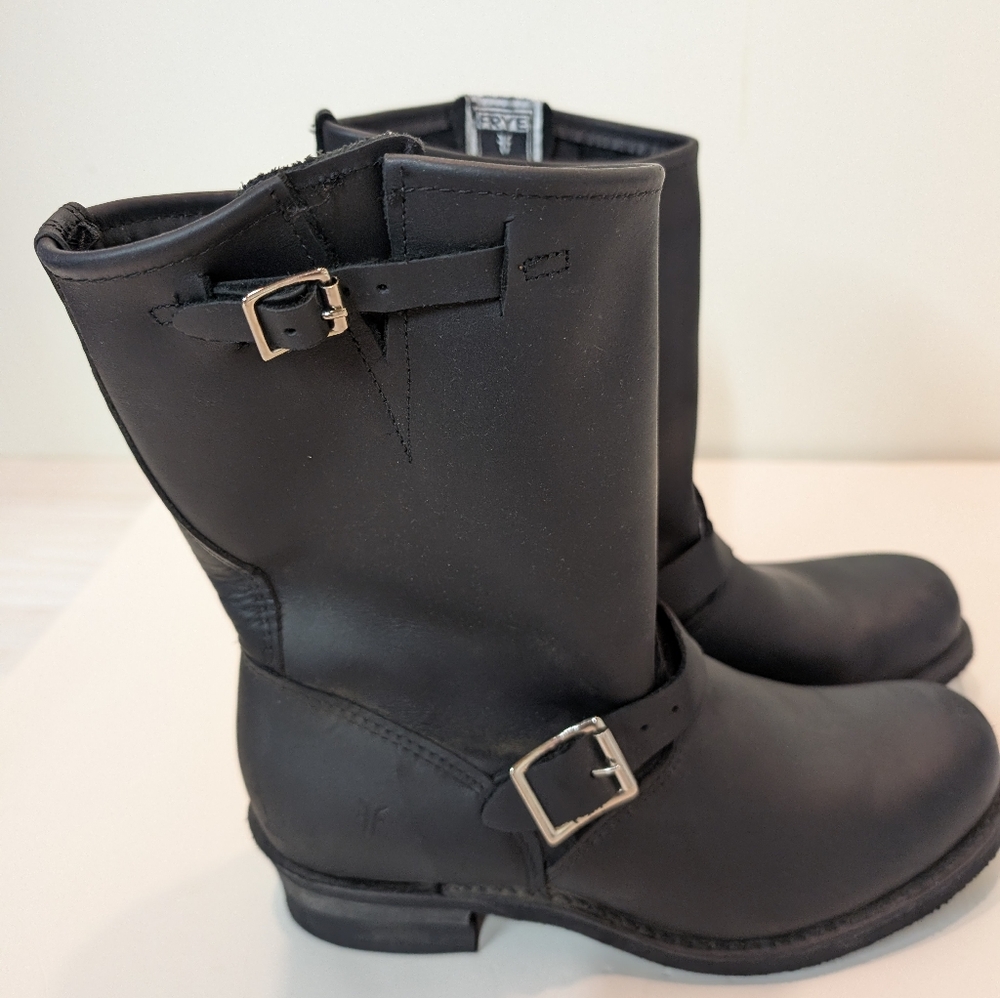 Frye Black Ankle Boots with Silver Buckles